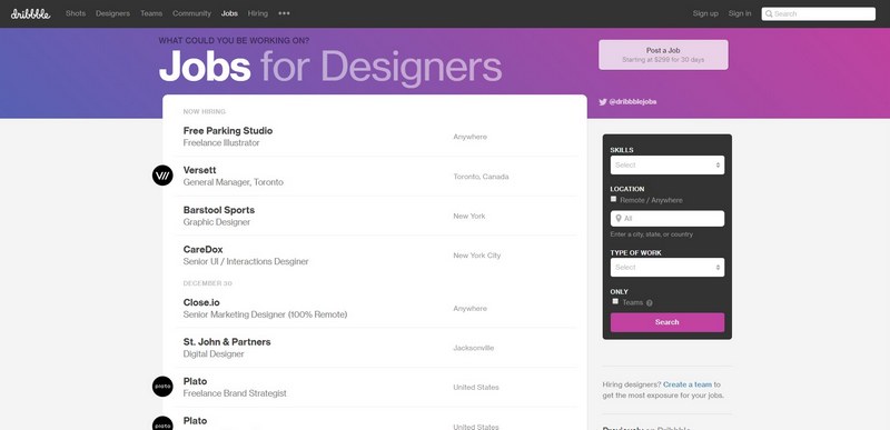 dribbble jobs