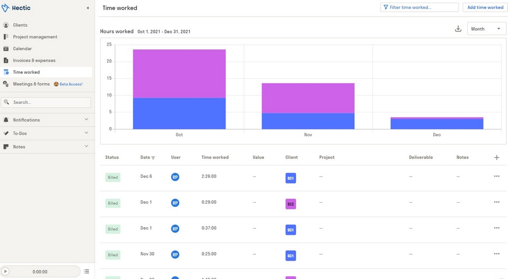 hectic - time tracking