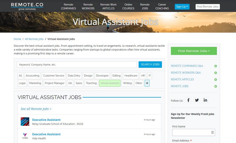 virtual assitant jobs