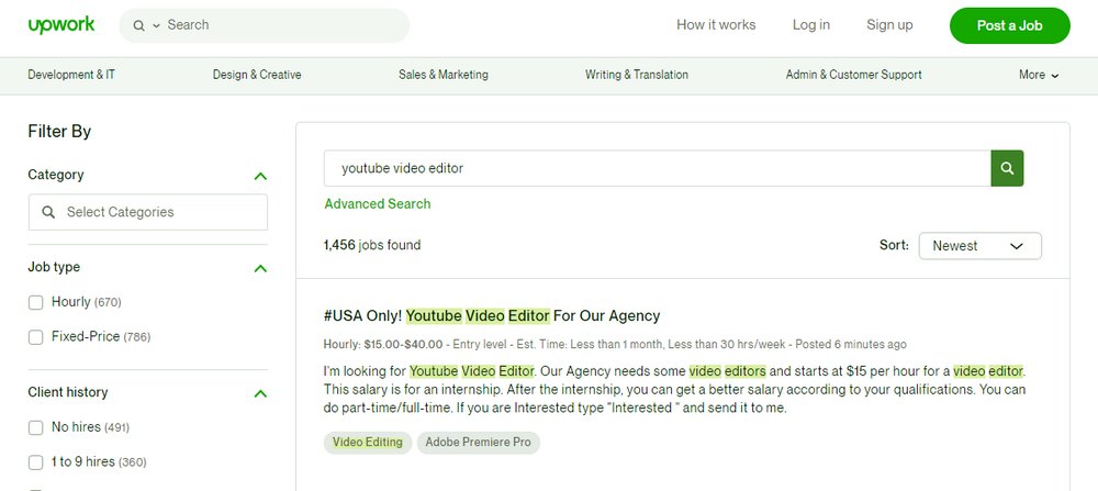 youtube video editor jobs upwork